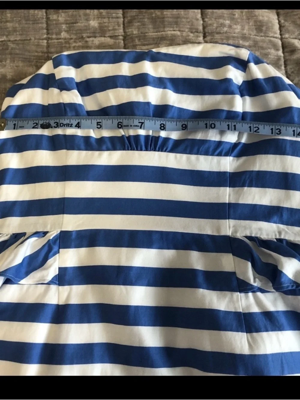 Lilly Pulitzer Blue/White Stripe Strapless Peplum dress size 8. Kentucky Derby! - Picture 3 of 7